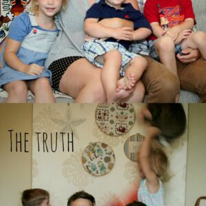 funny family picture, before and after