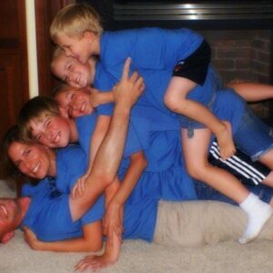 funny family picture, matching outfits